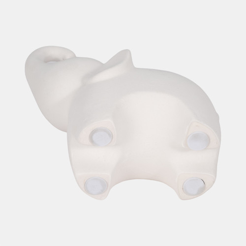 20413-01#8" Elephant With Rough Texture, White