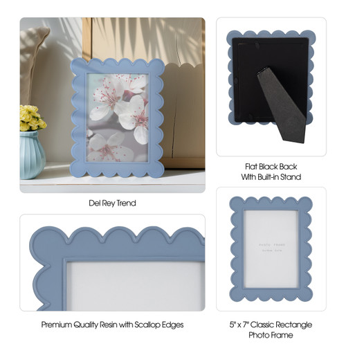 20418-02#5x7 Scallop Edge Photo Frame, Blue