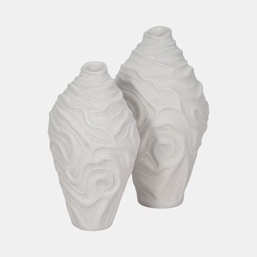 20423-01#14" Coastal Coral Vase, White