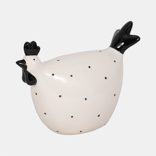 18486-03#7" Dotted Rooster, White/black