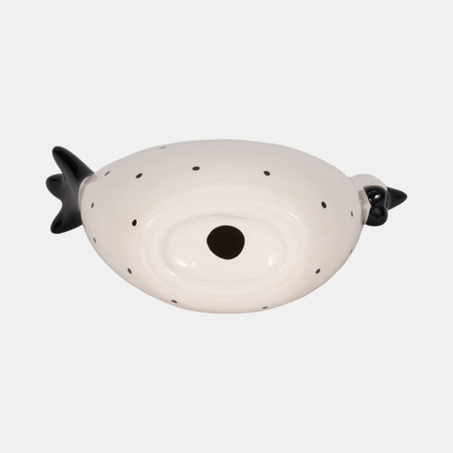 18486-03#7" Dotted Rooster, White/black