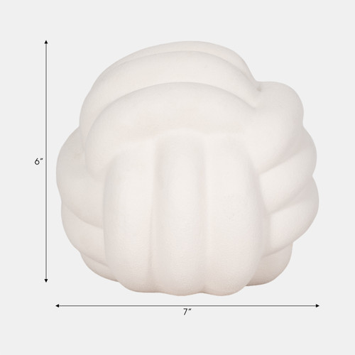 20438-02#7" Knot Orb Rough Texture, White