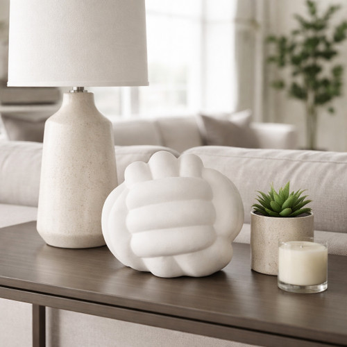 20438-02#7" Knot Orb Rough Texture, White