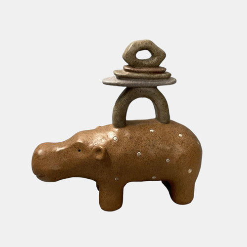 20457-01#8" Hippo With Stacked Stones, Multi