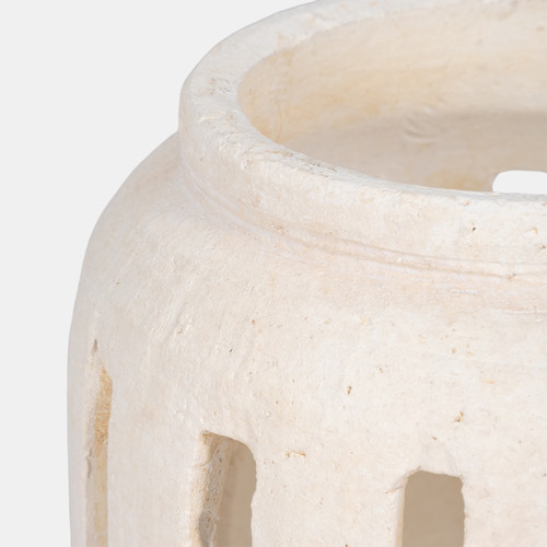 20486-01#8" Round Lantern Hurricane With Open Slats, White