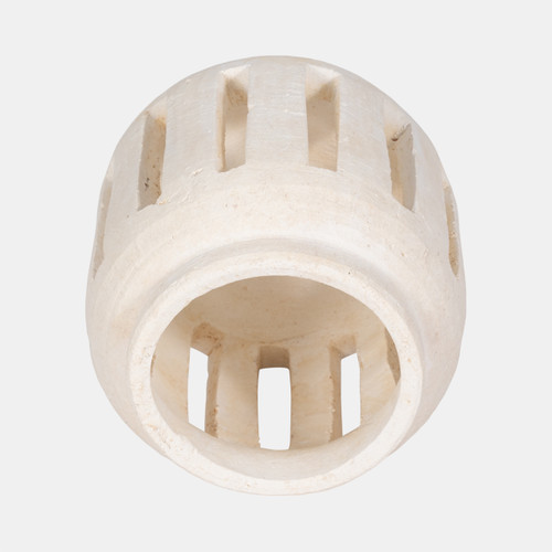 20486-01#8" Round Lantern Hurricane With Open Slats, White