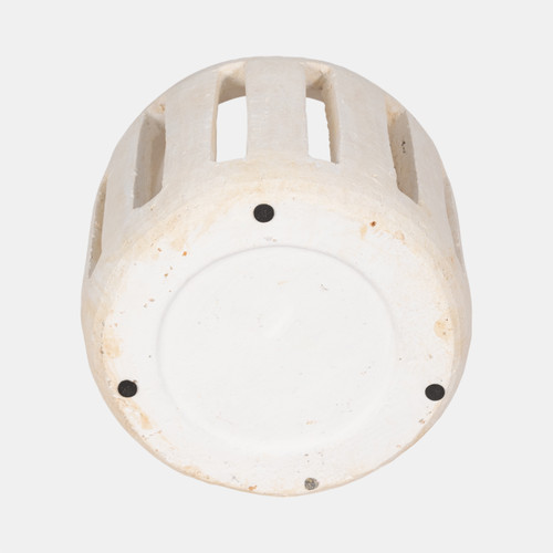 20486-01#8" Round Lantern Hurricane With Open Slats, White