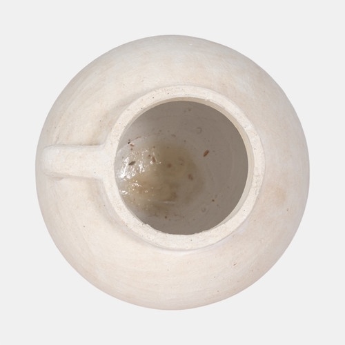 20488-03#12" Bulbous Jug With Handle, White