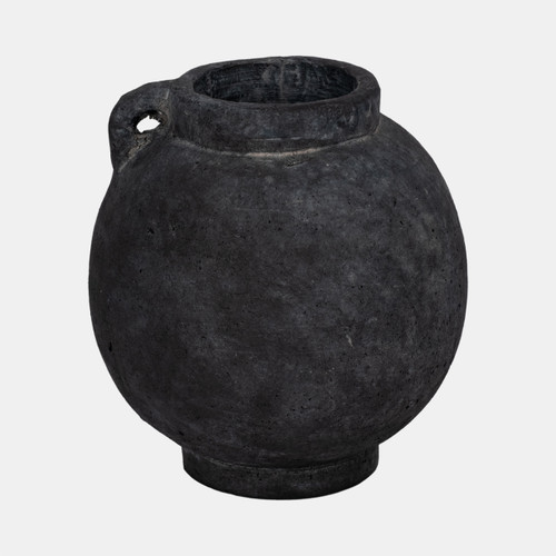 20488-04#7" Bulbous Jug With Handle, Black