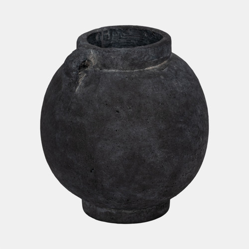 20488-04#7" Bulbous Jug With Handle, Black