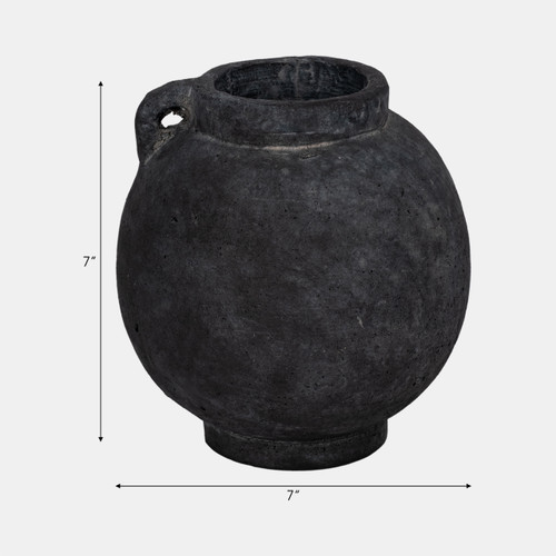 20488-04#7" Bulbous Jug With Handle, Black