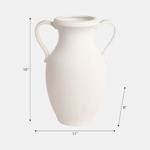 20492-03#15" Weathered Jug With Handles, White