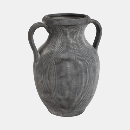 20493-02#12" Weathered Jug With Handles, Black