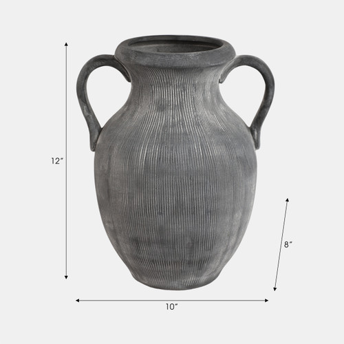 20493-02#12" Weathered Jug With Handles, Black