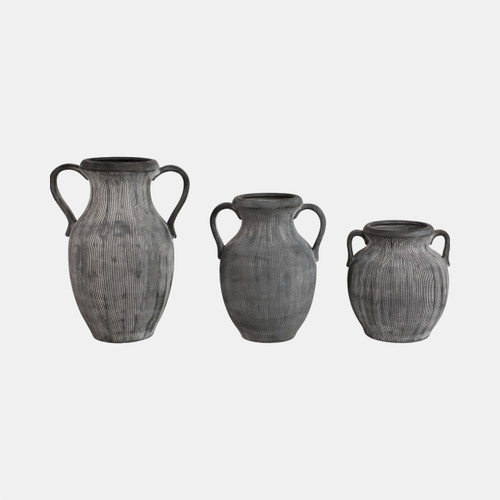 20493-03#15" Weathered Jug With Handles, Black