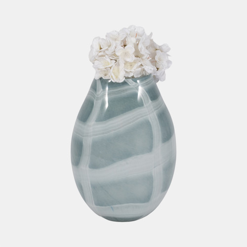 20546-02#12" Slim Swirled Vase, Blue/white