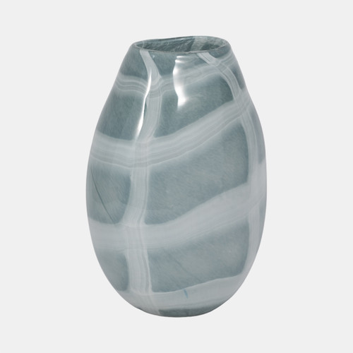 20546-02#12" Slim Swirled Vase, Blue/white