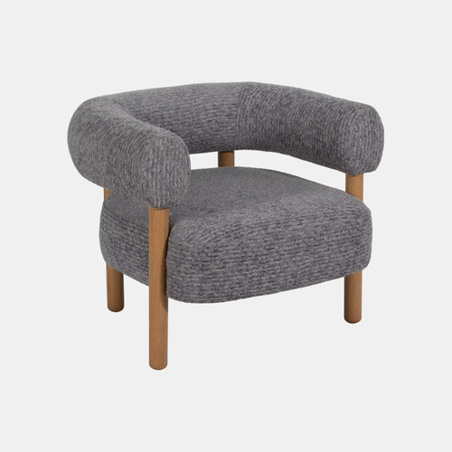 20552-01#Roundback Accent Chair W/ Wood Legs, Gray