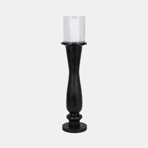 20562-02#27" Traditional Hurricane On Pedestal, Black
