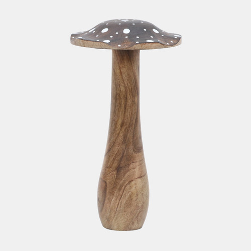 20566-03#10" Wood Mushroom With White Dots, Brown