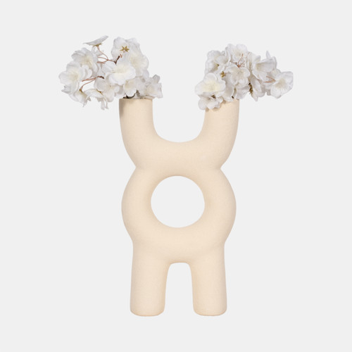 20538#15" Open Cut-out Totem Object Sand Glaze, Ivory