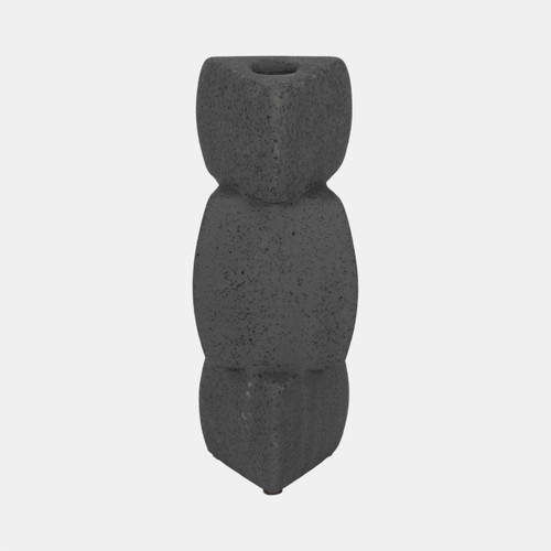 20540-03#9" Stacked Objects Taper Holder Sand Glaze, Black