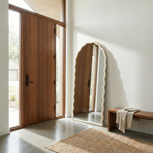 20572-01#31x59" Wavy Leaner Mirror, White