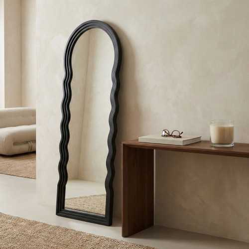 20598-02#24x64 Layered Curvy Leaner Mirror, Black