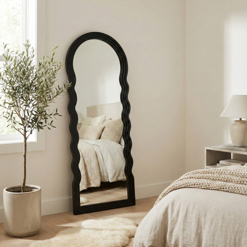 20598-02#24x64 Layered Curvy Leaner Mirror, Black