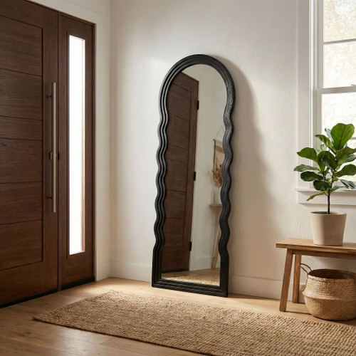 20598-02#24x64 Layered Curvy Leaner Mirror, Black