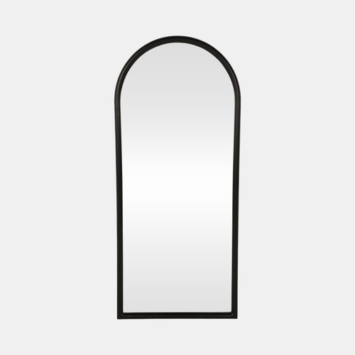 20599#32x72 Thick Frame Arched Leaner Mirror, Black