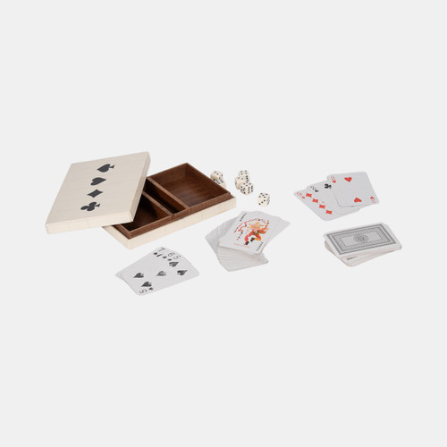 20632-01#7" Cards & Dice Box, White/black