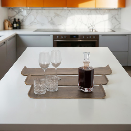 20640#S/3 20/24/30" Rectangular Curled Trays, Antiqued G