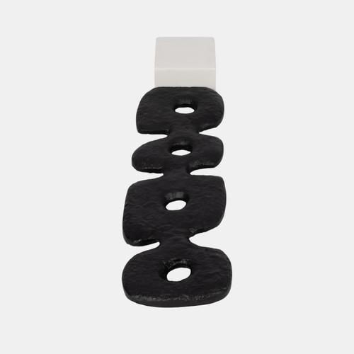 20641-02#18" Abstract Totem Sculpture  Marble Base, Black/w