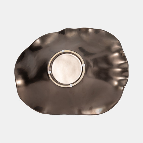 20644-01#18" Ruffled Edge Bowl, Metal Bronze