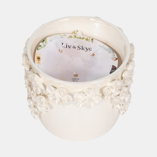 80353-02#7" 46 Oz Juniper Applique Candle, Iridescent