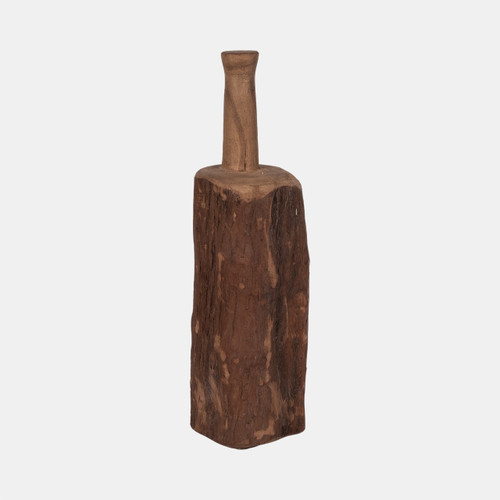 20653-02#21" Reclaimed Wood Bottle Object, Brown