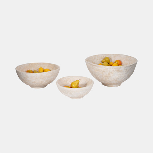 20656#S/3 14/18/22" Paper Mache Bowls, White