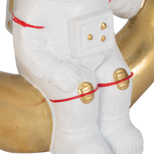 20669#7" Space Man On Crescent Moon, White/gold