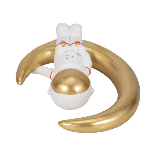 20669#7" Space Man On Crescent Moon, White/gold