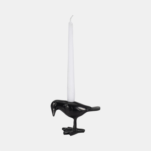 20683#6" Crow Taper Candle Holder, Black