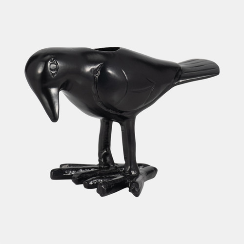 20683#6" Crow Taper Candle Holder, Black