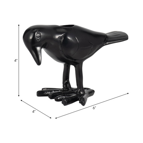 20683#6" Crow Taper Candle Holder, Black