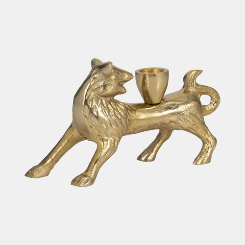 20684#8" Fox Taper Candle Holder, Gold