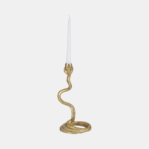 20685#13" Snake Taper Candle Holder, Gold