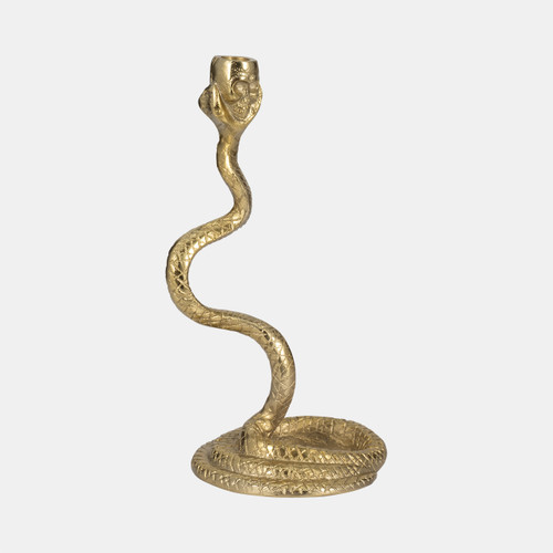 20685#13" Snake Taper Candle Holder, Gold