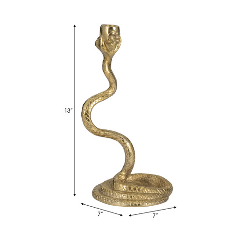 20685#13" Snake Taper Candle Holder, Gold