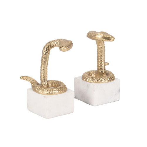 20723#S/2 7" Snake Bookends, Gold