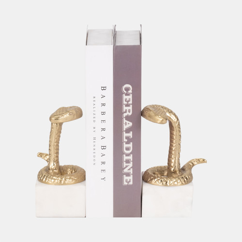 20723#S/2 7" Snake Bookends, Gold