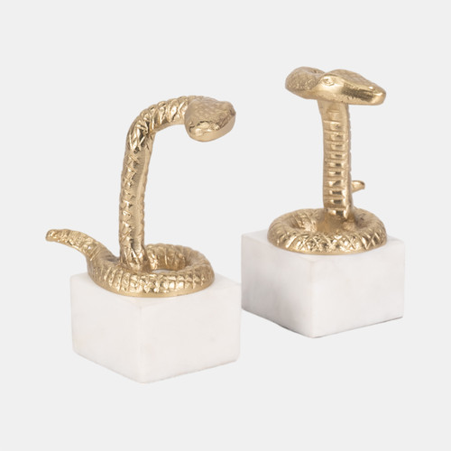 20723#S/2 7" Snake Bookends, Gold